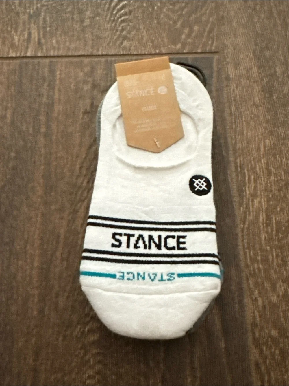 Stance Men’s White No-Show Socks with Black & Teal Accents